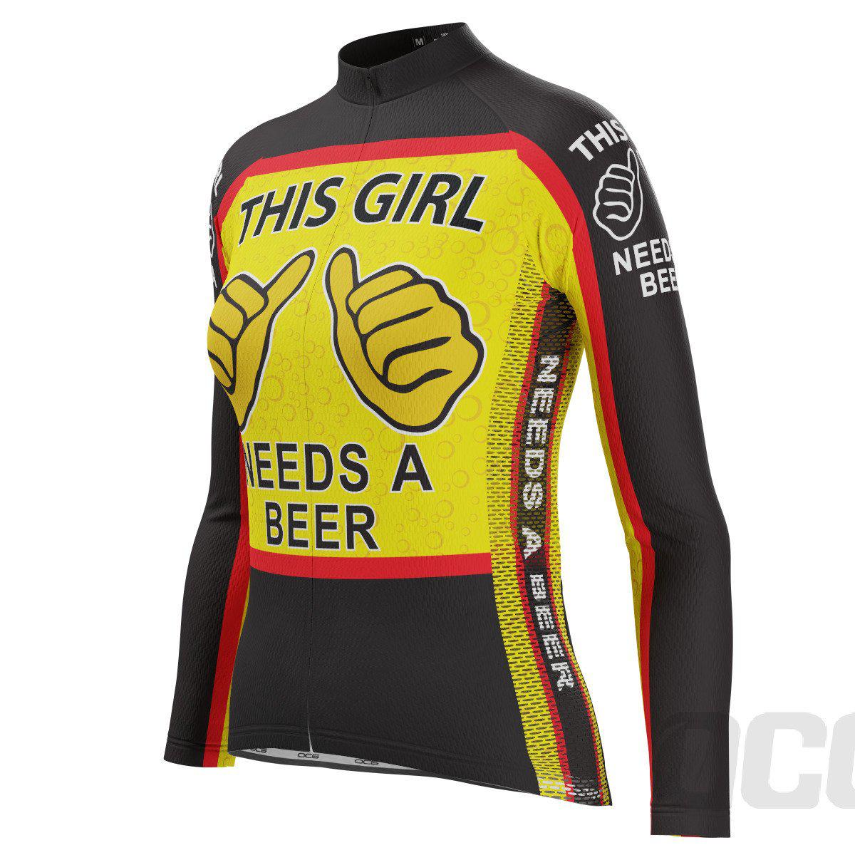 Women's This Girl Needs a Beer Long Sleeve Cycling Jersey