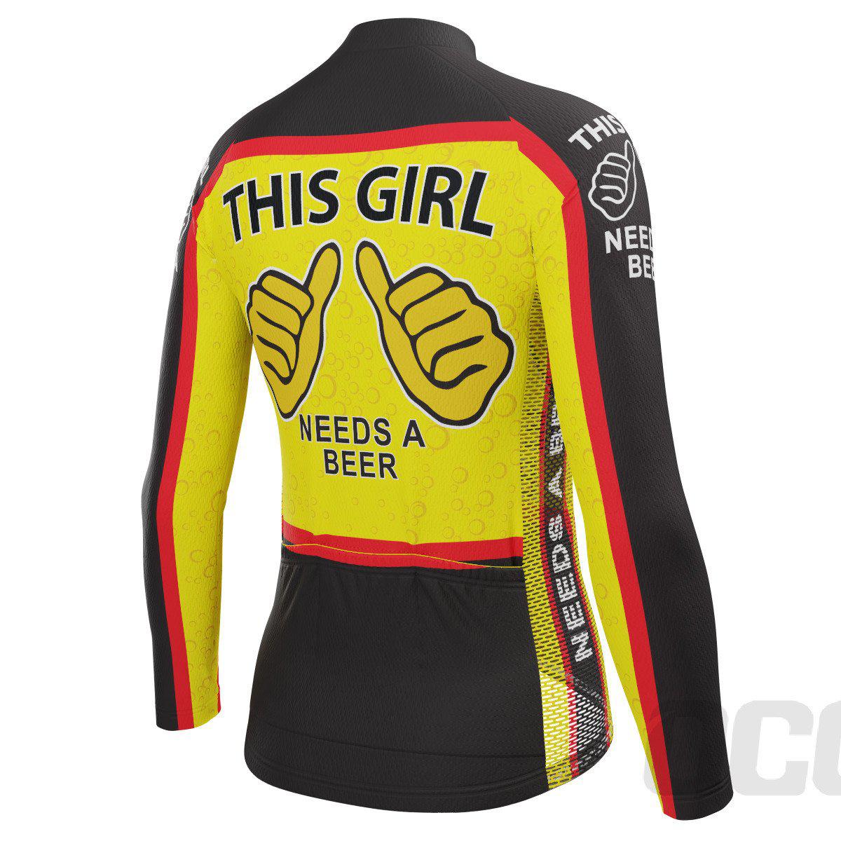 Women's This Girl Needs a Beer Long Sleeve Cycling Jersey
