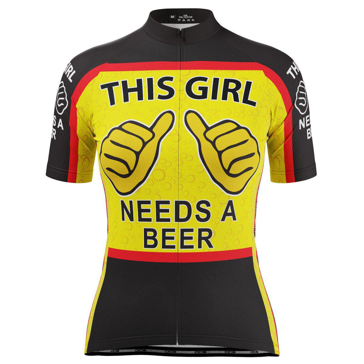 Women's This Girl Needs a Beer Short Sleeve Cycling Jersey