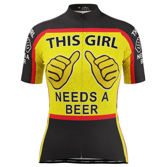 Women's This Girl Needs a Beer Short Sleeve Cycling Jersey