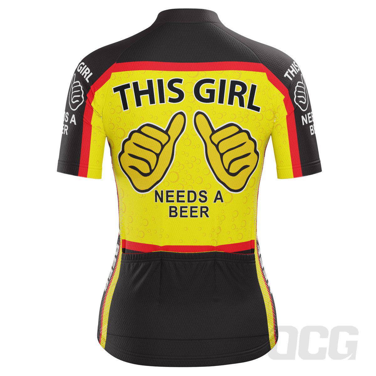 Women's This Girl Needs a Beer Short Sleeve Cycling Jersey