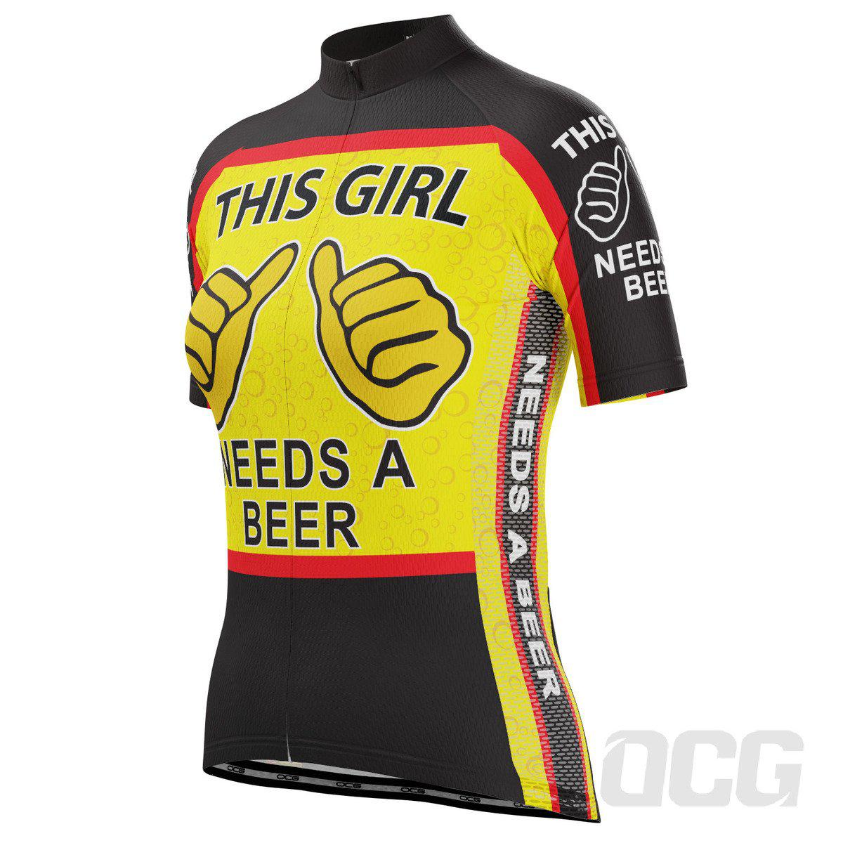 Women's This Girl Needs a Beer Short Sleeve Cycling Jersey