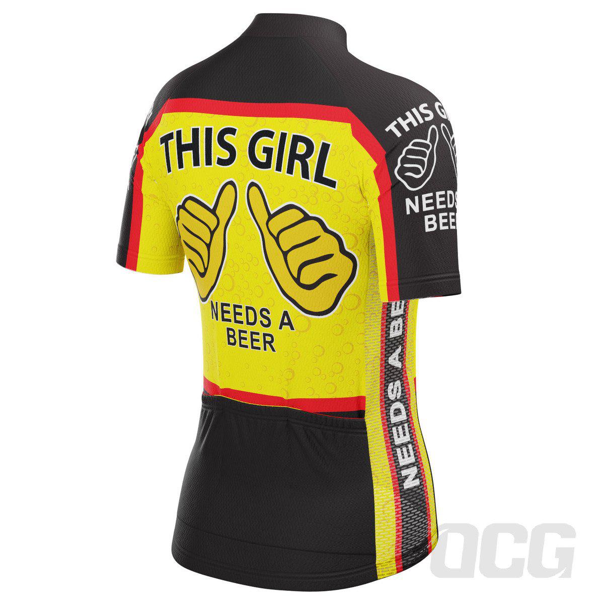 Women's This Girl Needs a Beer Short Sleeve Cycling Jersey