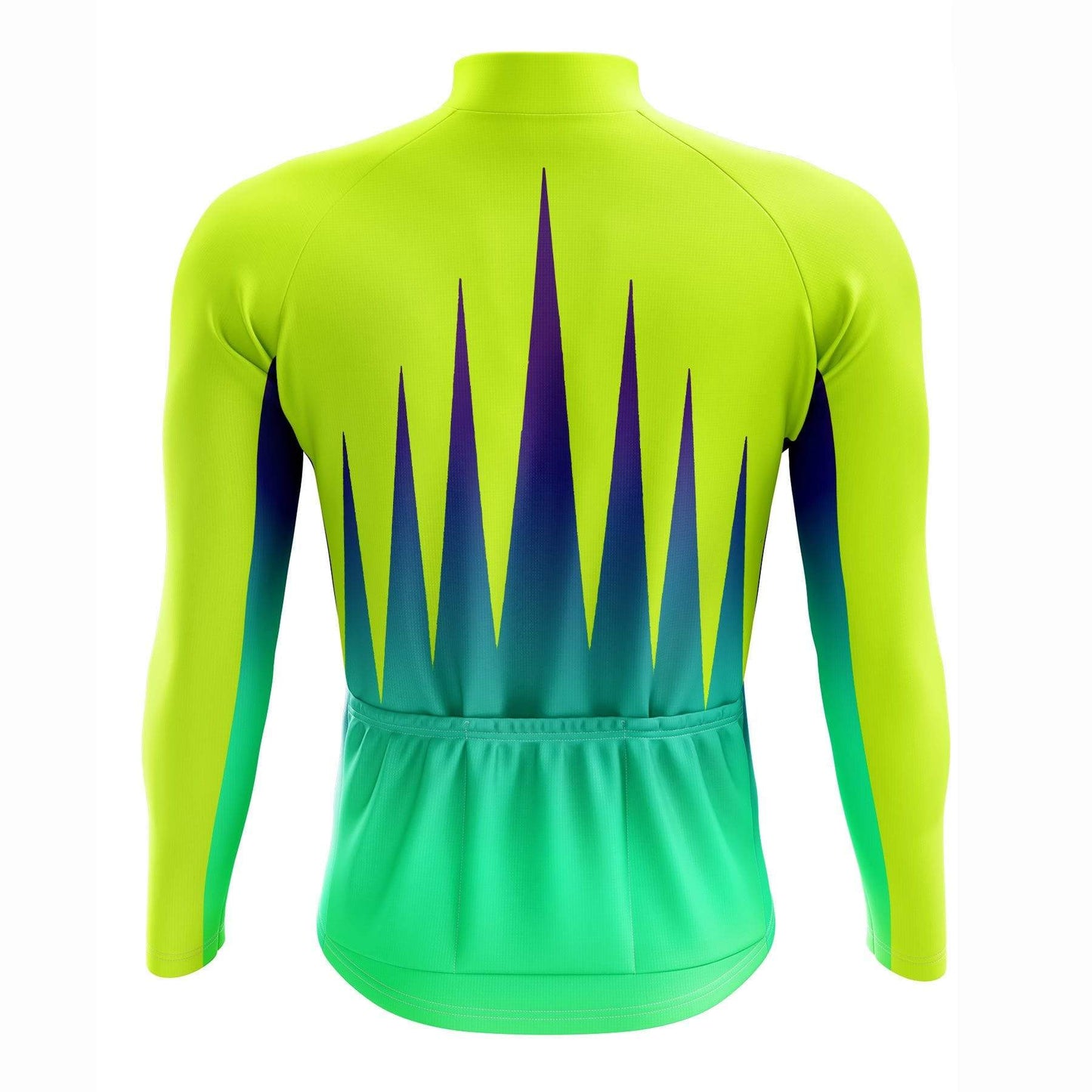 Neon Yellow Spikes Men's Long Sleeve Cycling Jersey