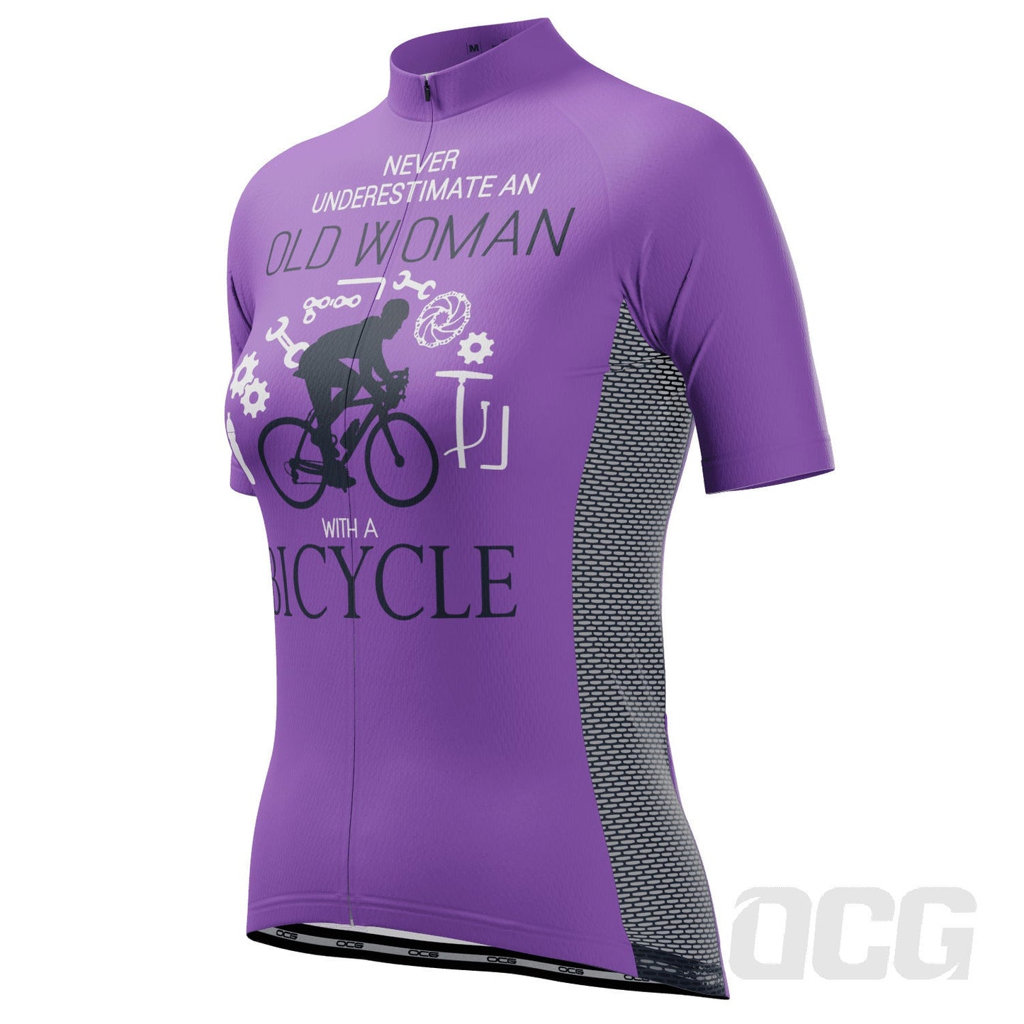 Women's Never Underestimate an Old Woman Short Sleeve Cycling Jersey