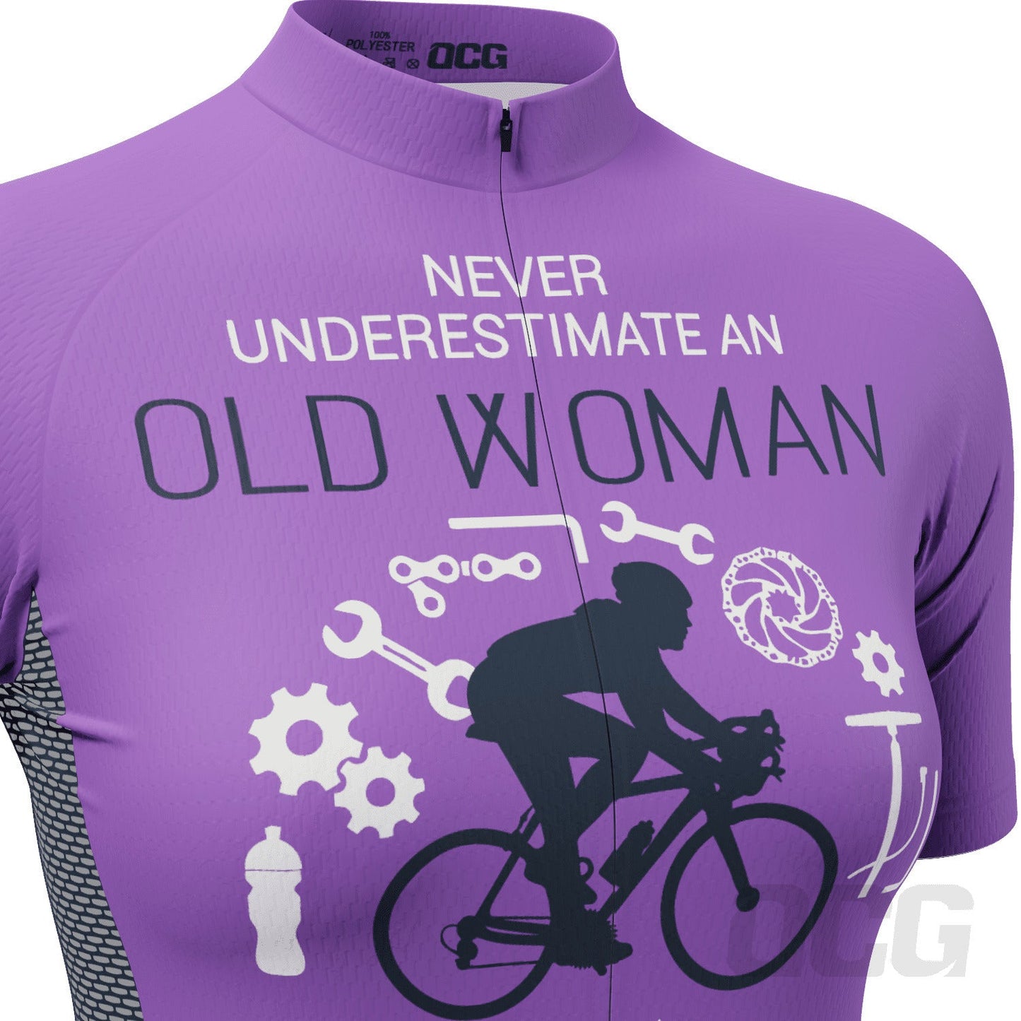 Women's Never Underestimate an Old Woman Short Sleeve Cycling Jersey