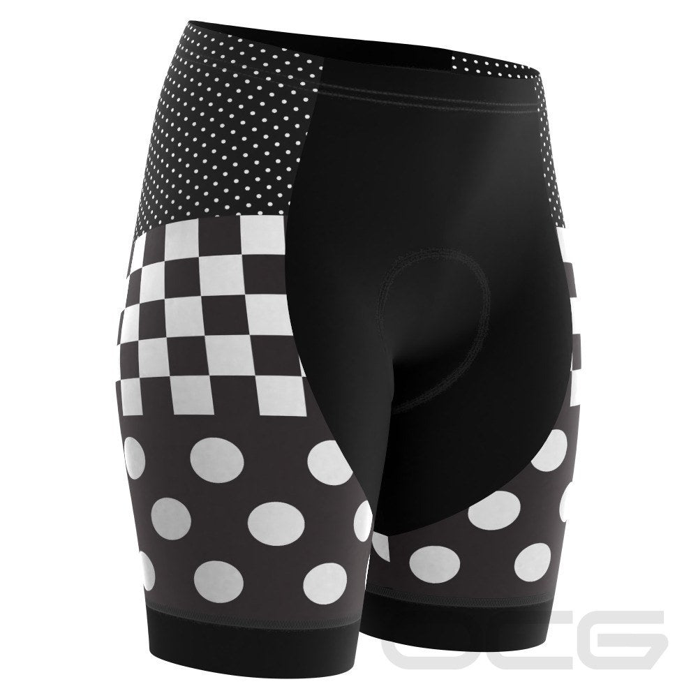 Women's The "Nina" Polka Dot Checkered Gel Padded Cycling Shorts