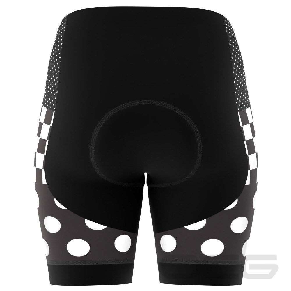Women's The "Nina" Polka Dot Checkered Gel Padded Cycling Shorts