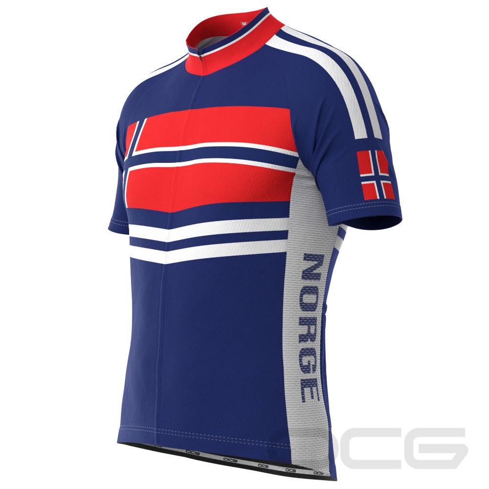 Men's Norway Norge National Flag Short Sleeve Cycling Jersey