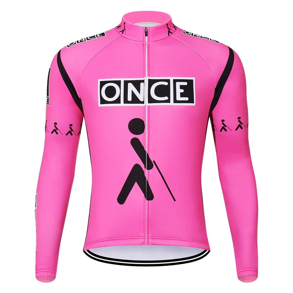 ONCE Pink Long Sleeve Retro Cycling Jersey