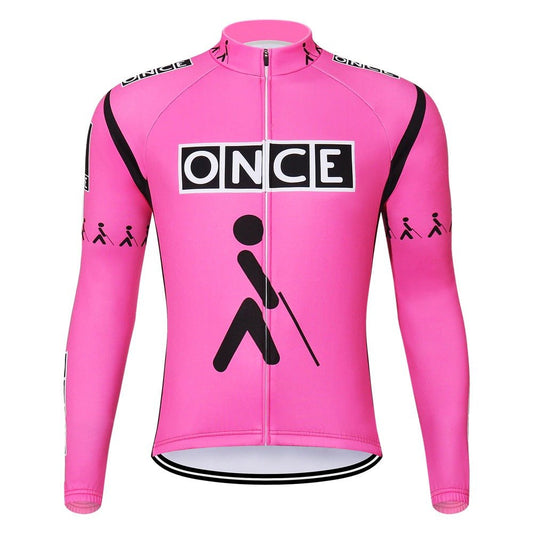 ONCE Pink Long Sleeve Retro Cycling Jersey