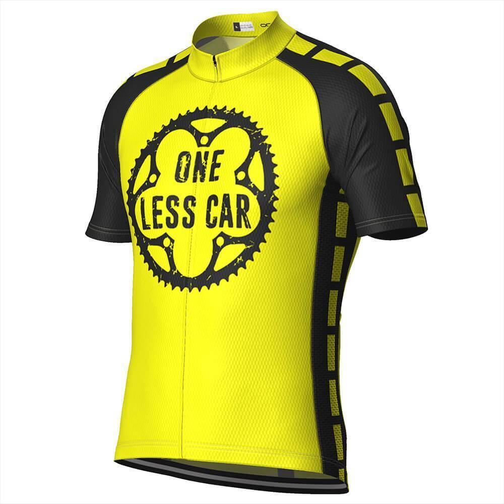 Men's High Viz Safety One Less Car Short Sleeve Cycling Jersey