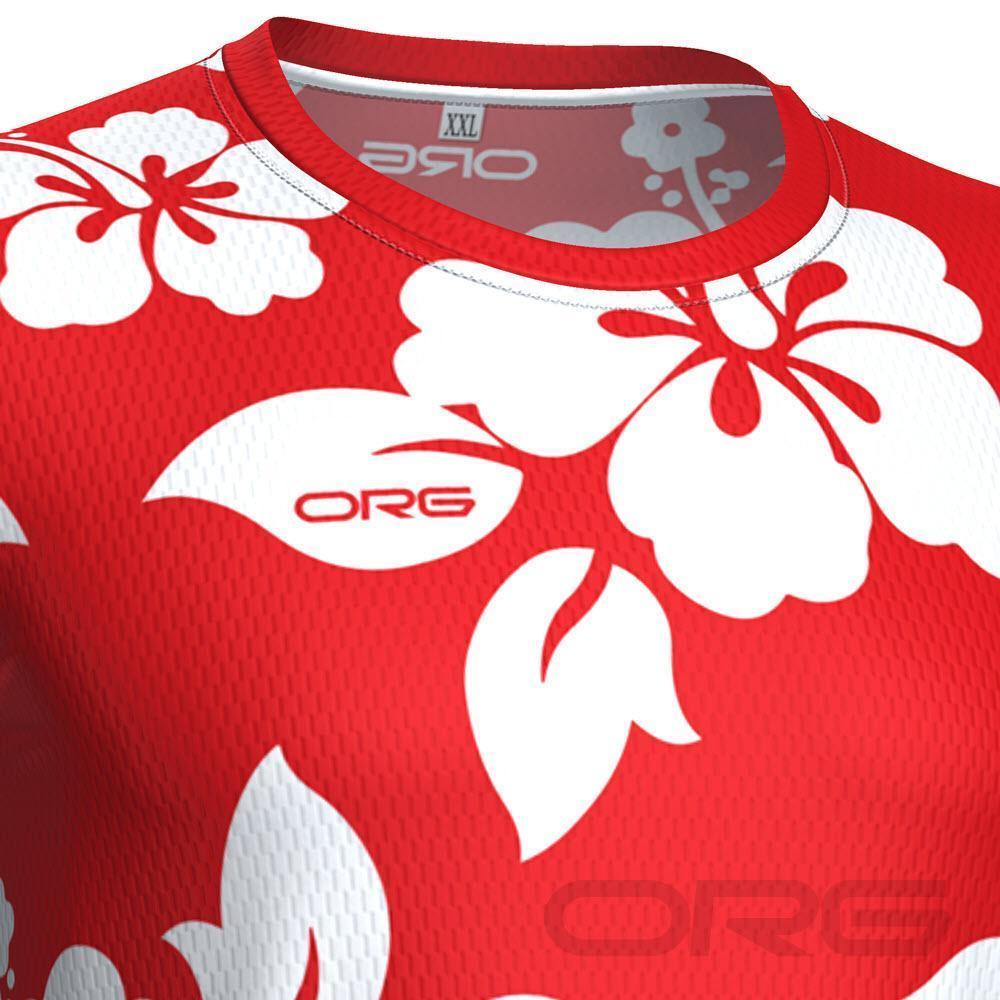 Men's Hawaiian Aloha Floral Short Sleeve Running Shirt