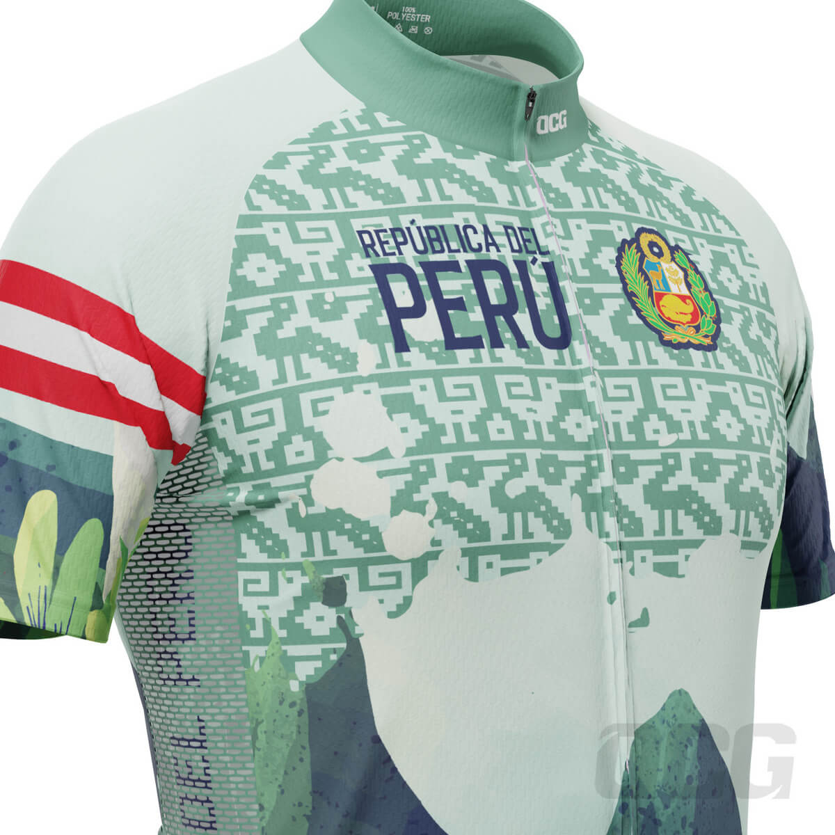 Men's Peru Flag Caral Pyramids National Flag Short Sleeve Cycling Jersey