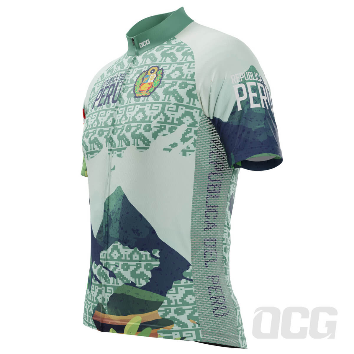 Men's Peru Flag Caral Pyramids National Flag Short Sleeve Cycling Jersey