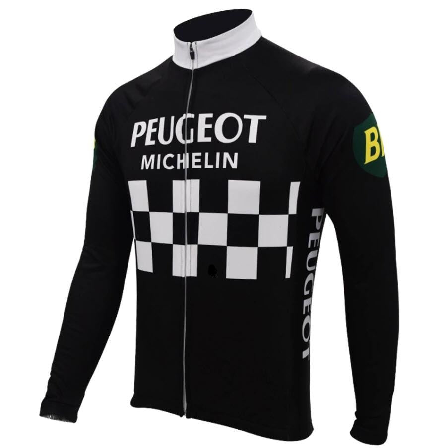 Peugeot BP Michelin Long Sleeve Retro Cycling Jersey