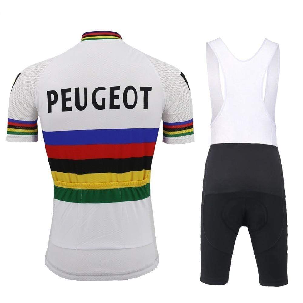 Peugeot BP Michelin White Vintage Cycling Jersey Set