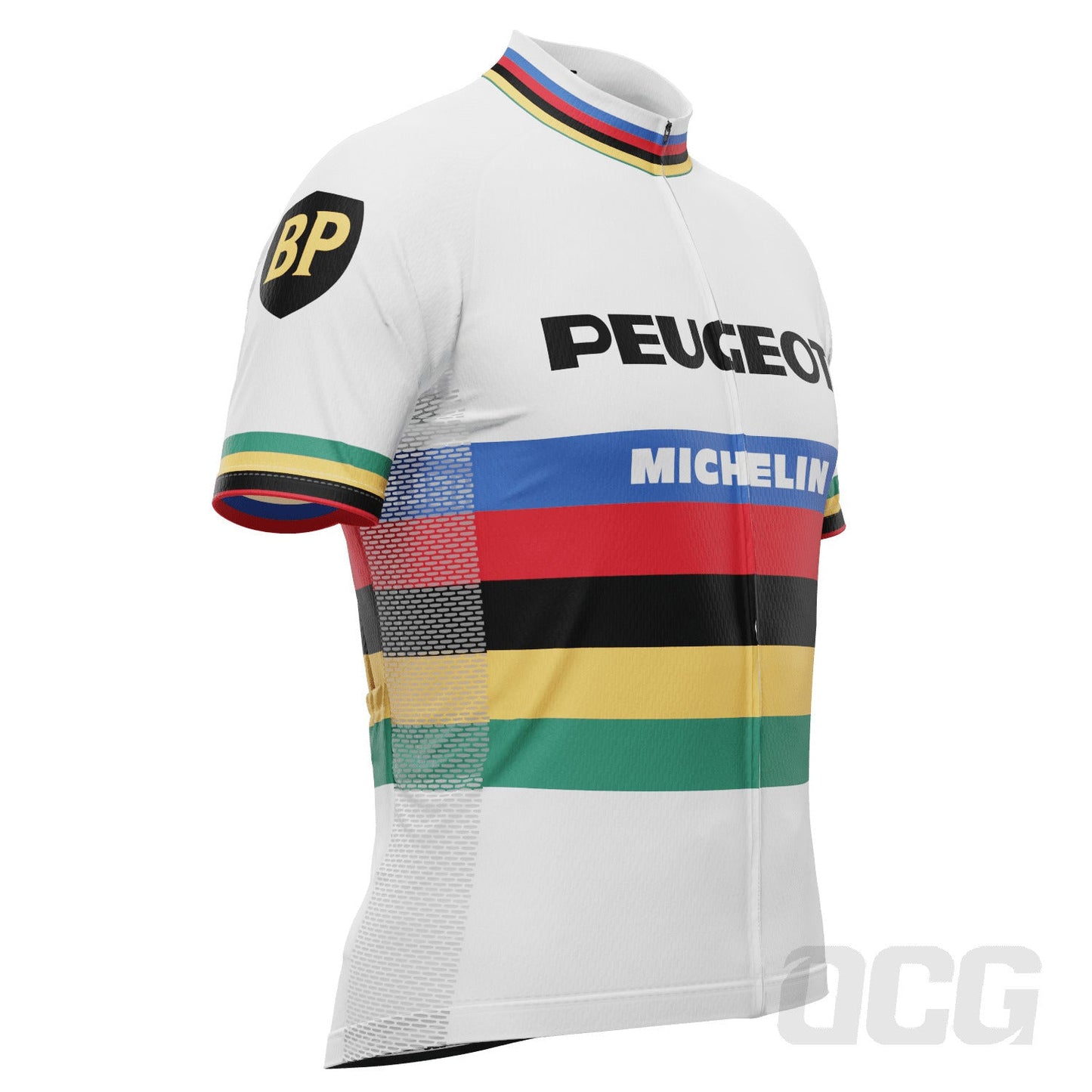 Men's Peugeot BP Michelin Retro Classic Short Sleeve Cycling Jersey