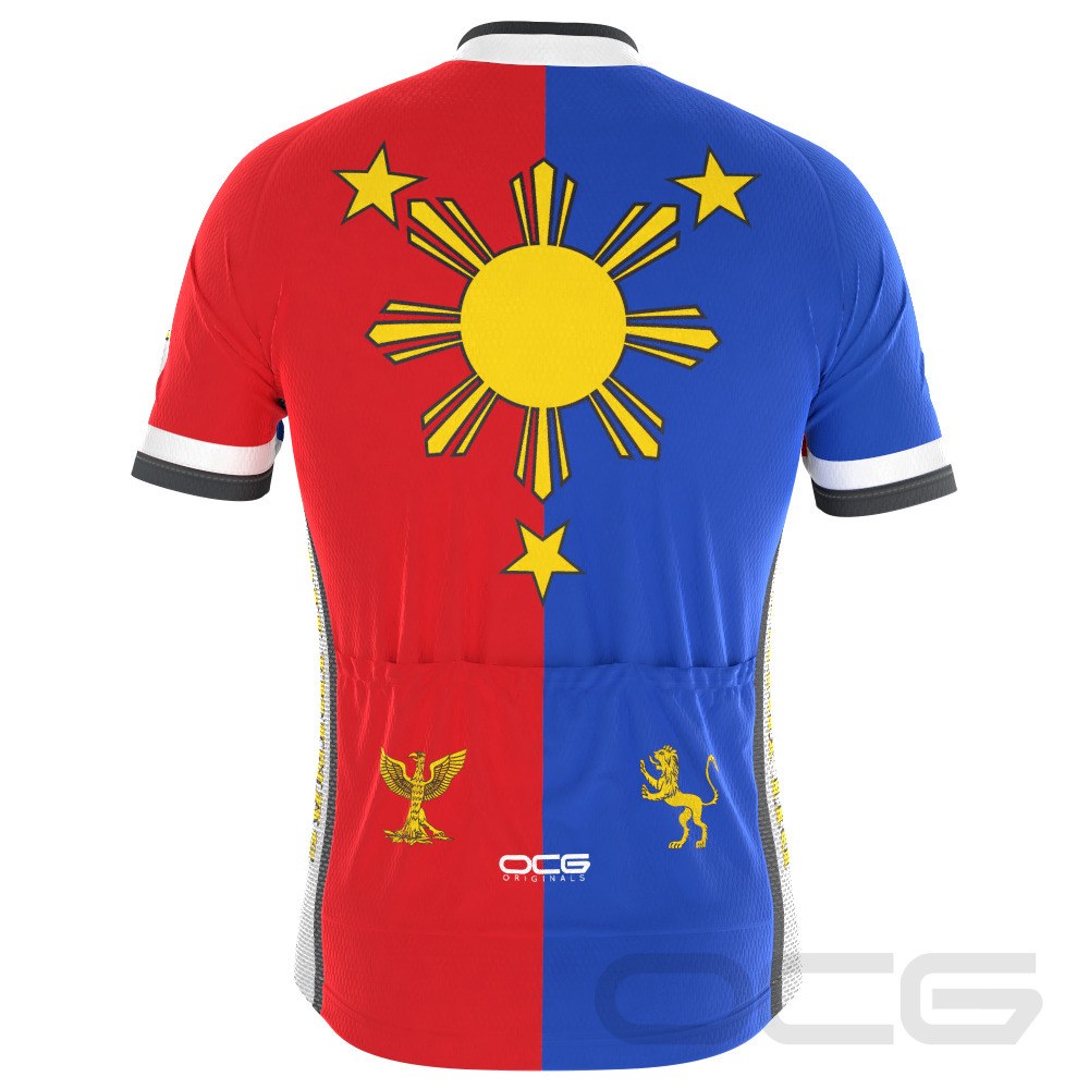 Men's Pilipinas Philippines National Flag Short Sleeve Cycling Jersey