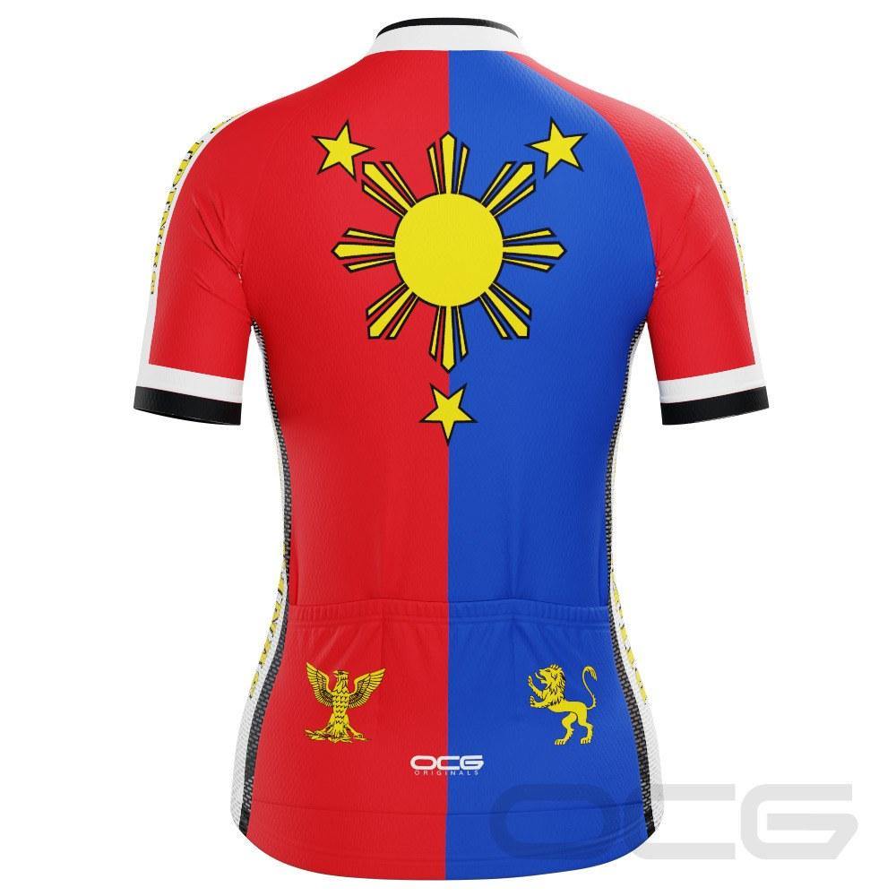 Women's Pilipinas Philippines National Flag Short Sleeve Cycling Jersey