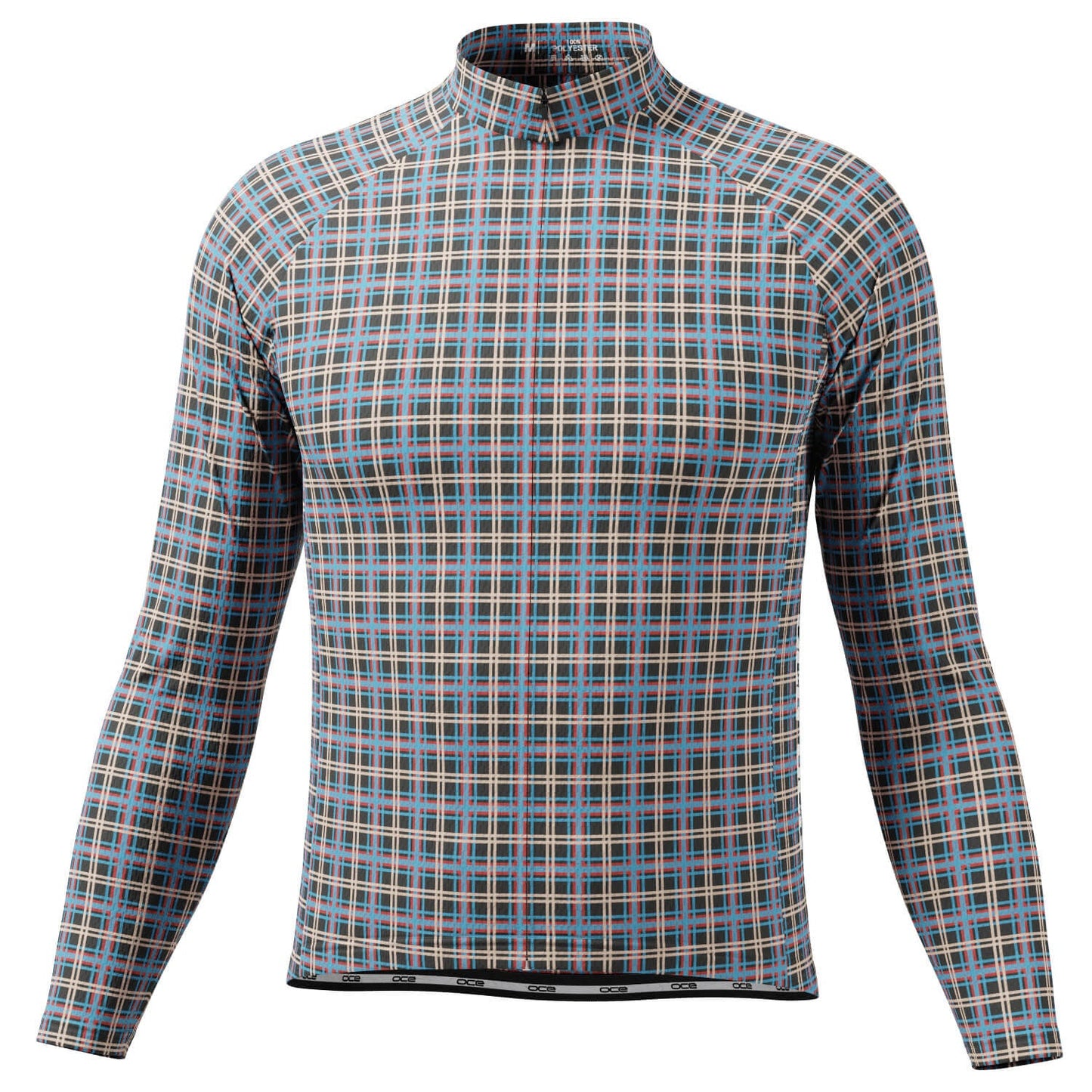 Men's Plaid Checkered Long Sleeve Cycling Jersey