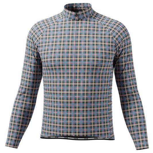 Men's Plaid Checkered Long Sleeve Cycling Jersey