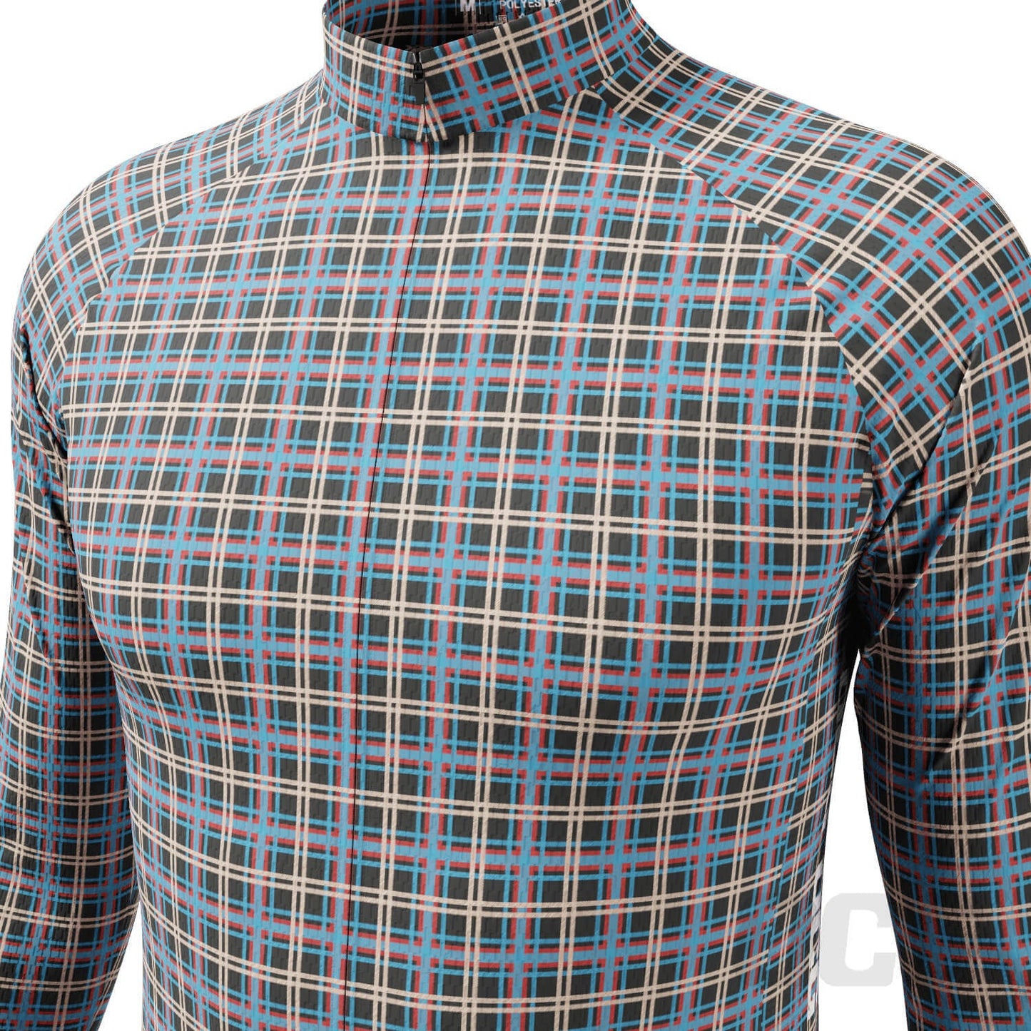 Men's Plaid Checkered Long Sleeve Cycling Jersey