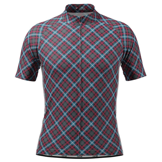 Men's Plaid Tartan Short Sleeve Cycling Jersey