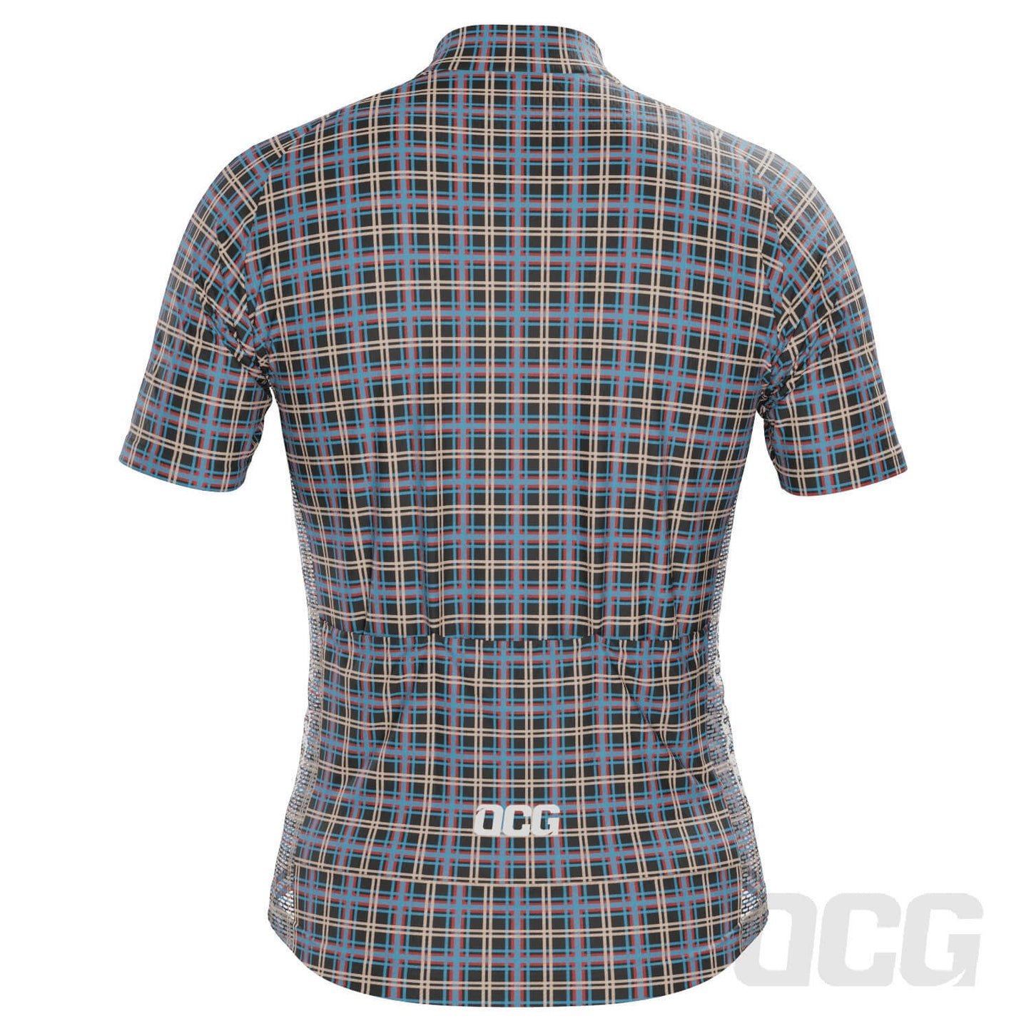 Men's Plaid Checkered Short Sleeve Cycling Jersey