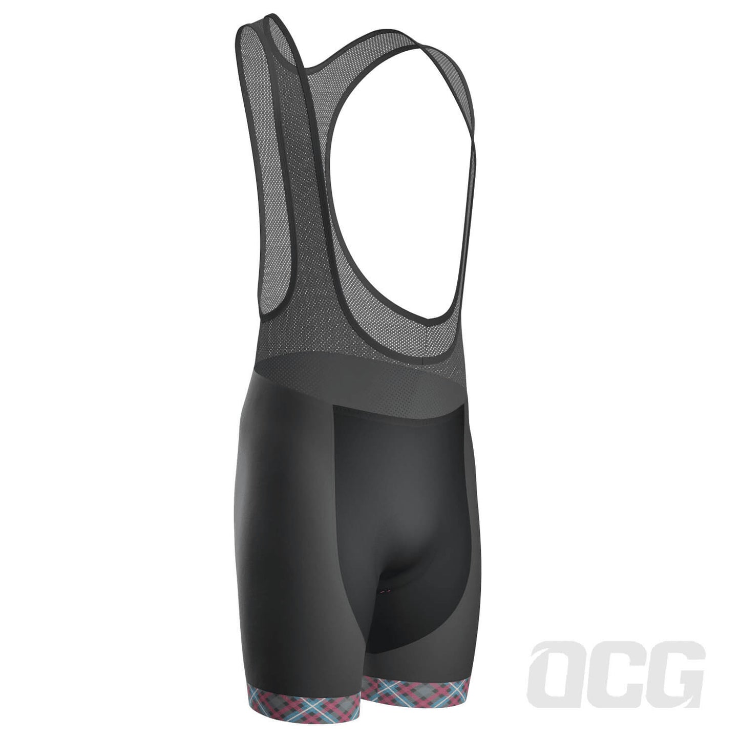 Men's Plaid Tartan Gel Padded Cycling Bib