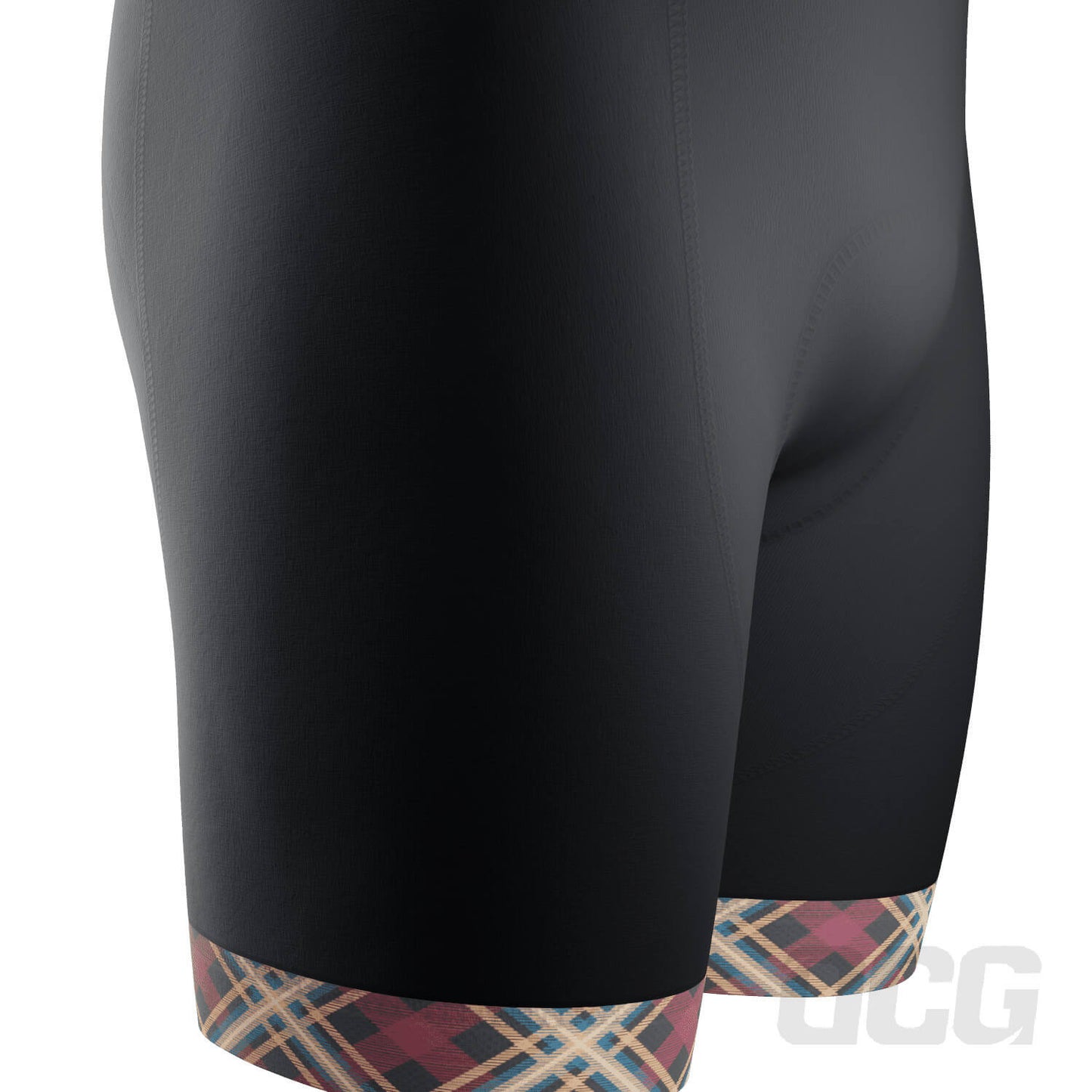 Men's Red Plaid Checkered Gel Padded Cycling Bib