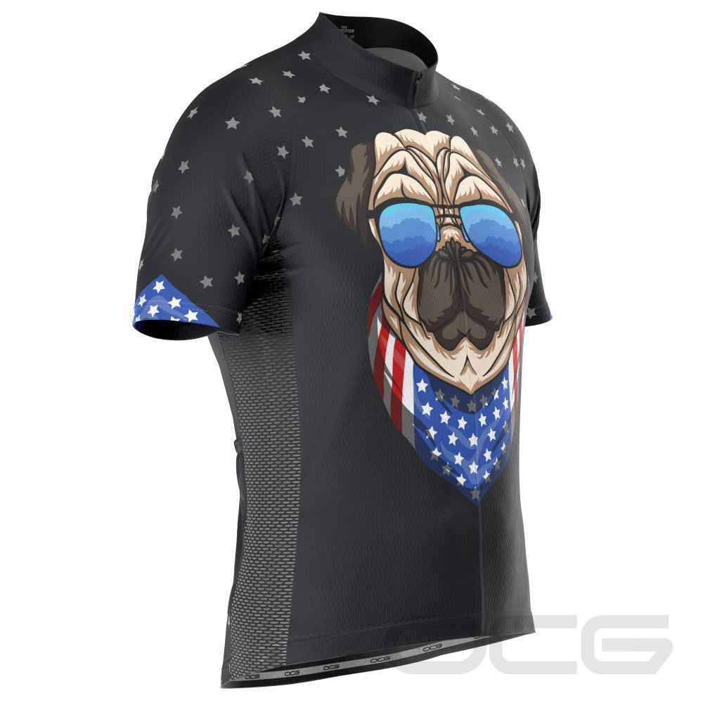 Men's Pug Life Puppy Dog Short Sleeve Cycling Jersey