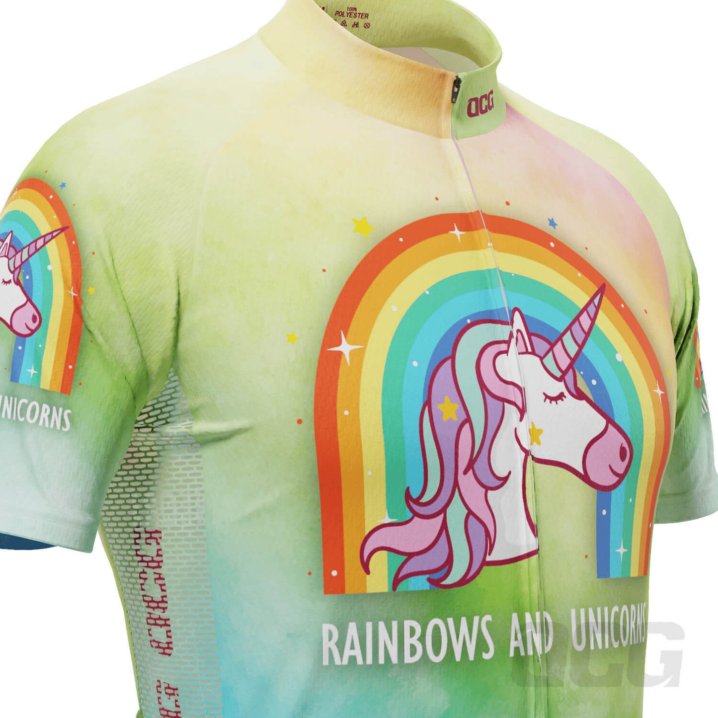 Men's Rainbows and Unicorns Short Sleeve Cycling Jersey