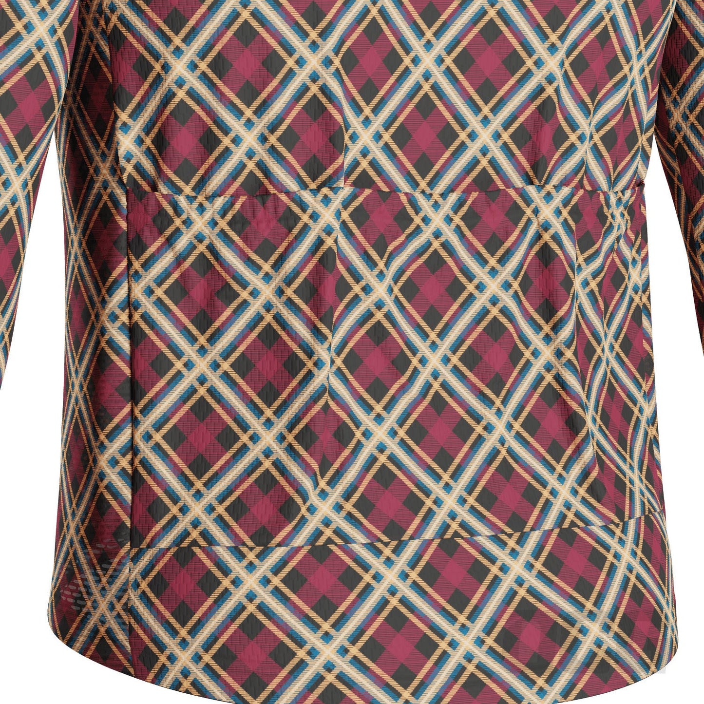Men's Red Plaid Checkered Long Sleeve Cycling Jersey