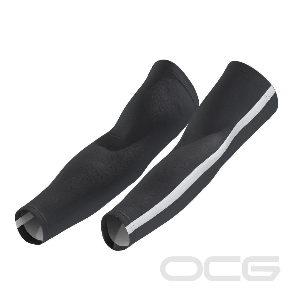 Unisex Retro Four Stripe Black Quick Dry Cycling Arm-Warmers