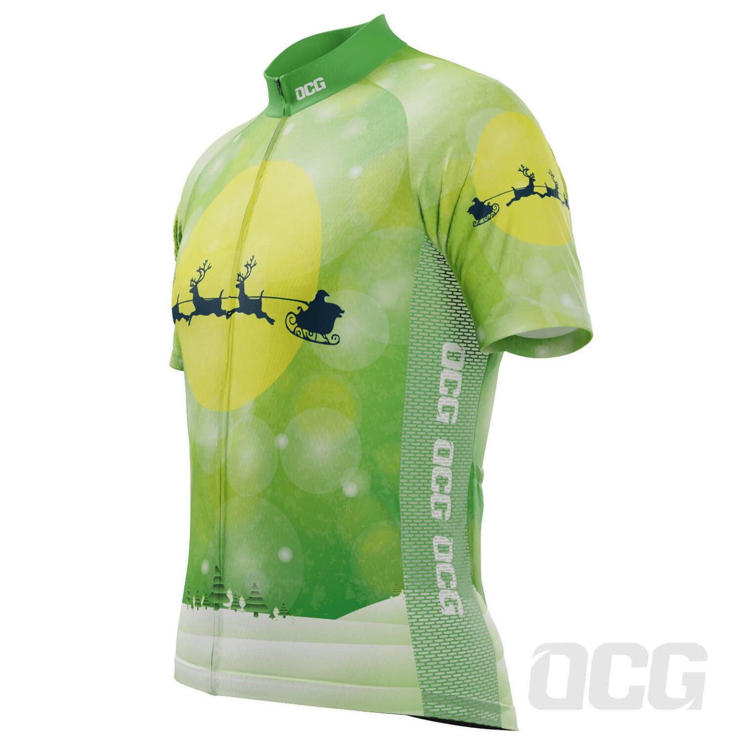 Men's Santa Sleigh Short Sleeve Cycling Jersey