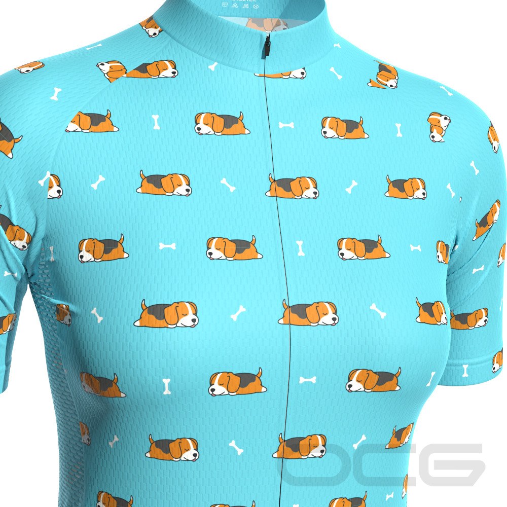 Women's Sleeping Beagle Short Sleeve Cycling Jersey