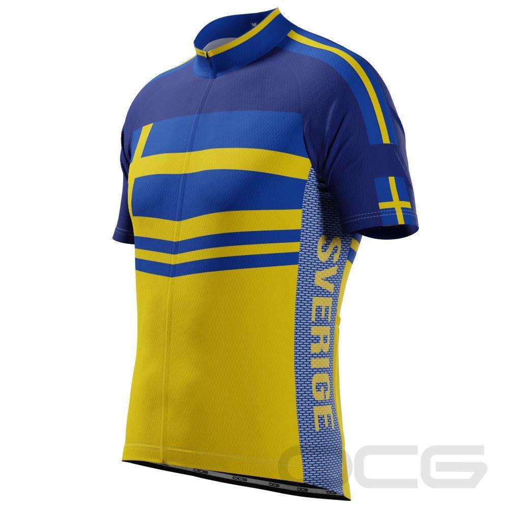 Men's Sweden Sverige National Flag Short Sleeve Cycling Jersey