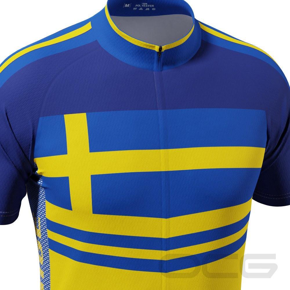 Men's Sweden Sverige National Flag Short Sleeve Cycling Jersey