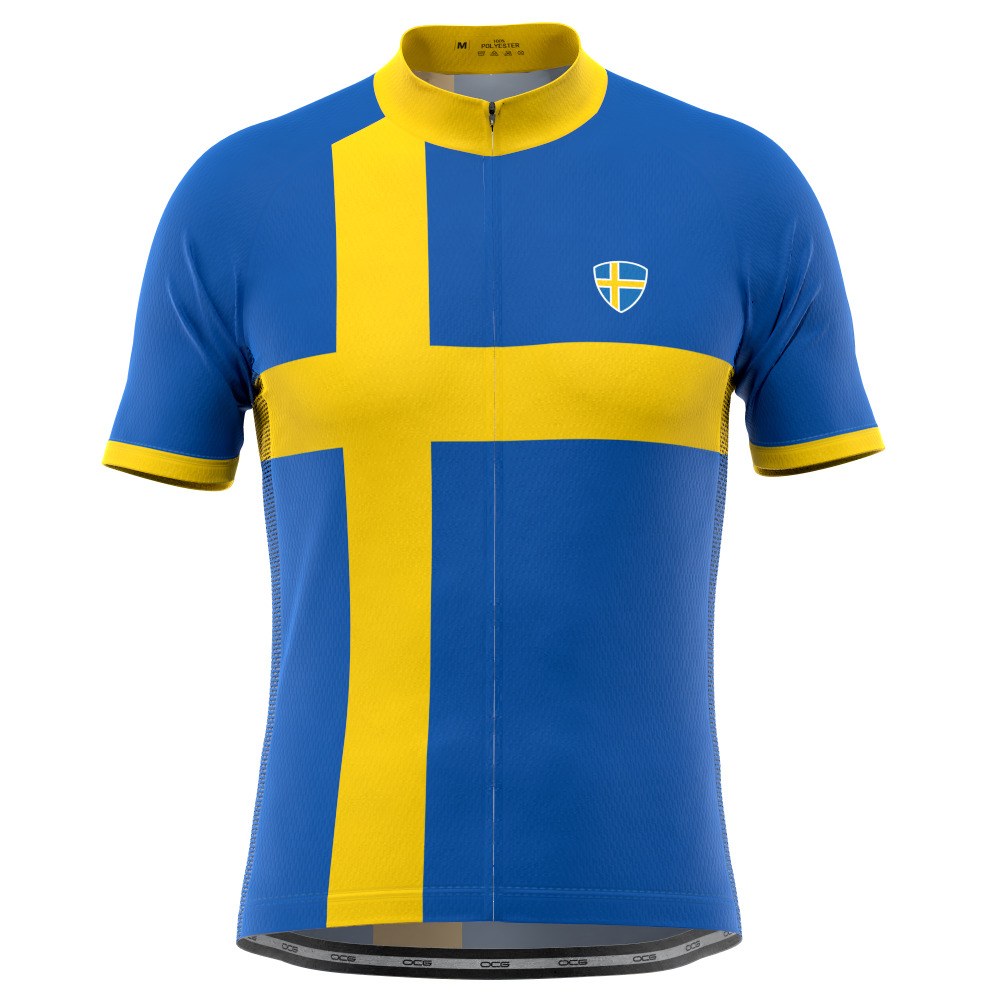 Men's Sweden National Flag Short Sleeve Cycling Jersey