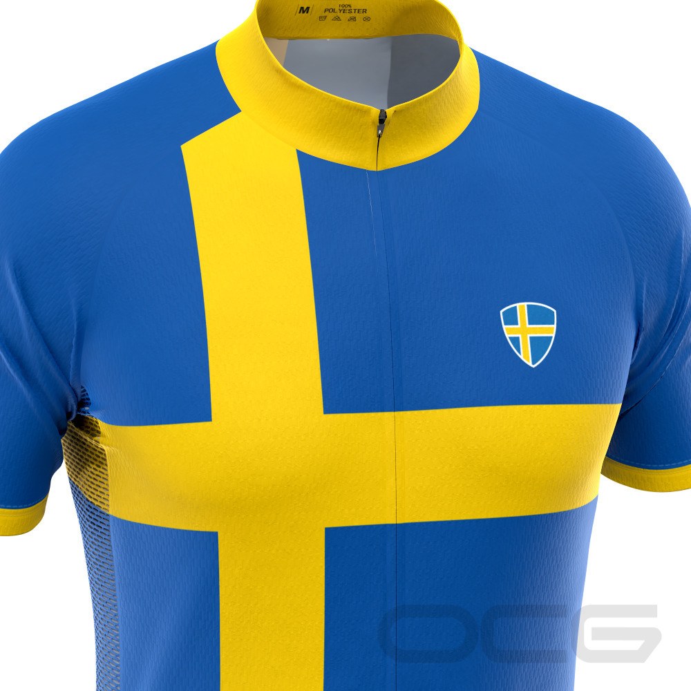 Men's Sweden National Flag Short Sleeve Cycling Jersey