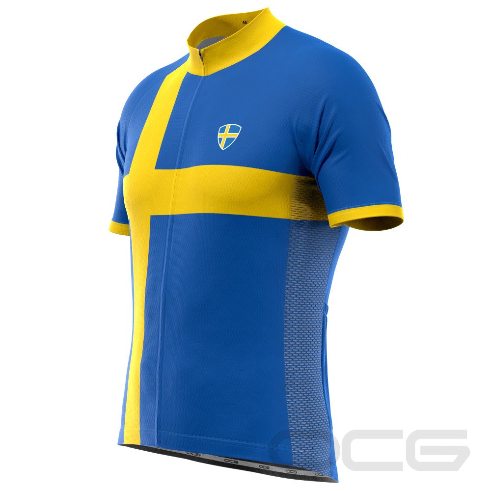 Men's Sweden National Flag Short Sleeve Cycling Jersey