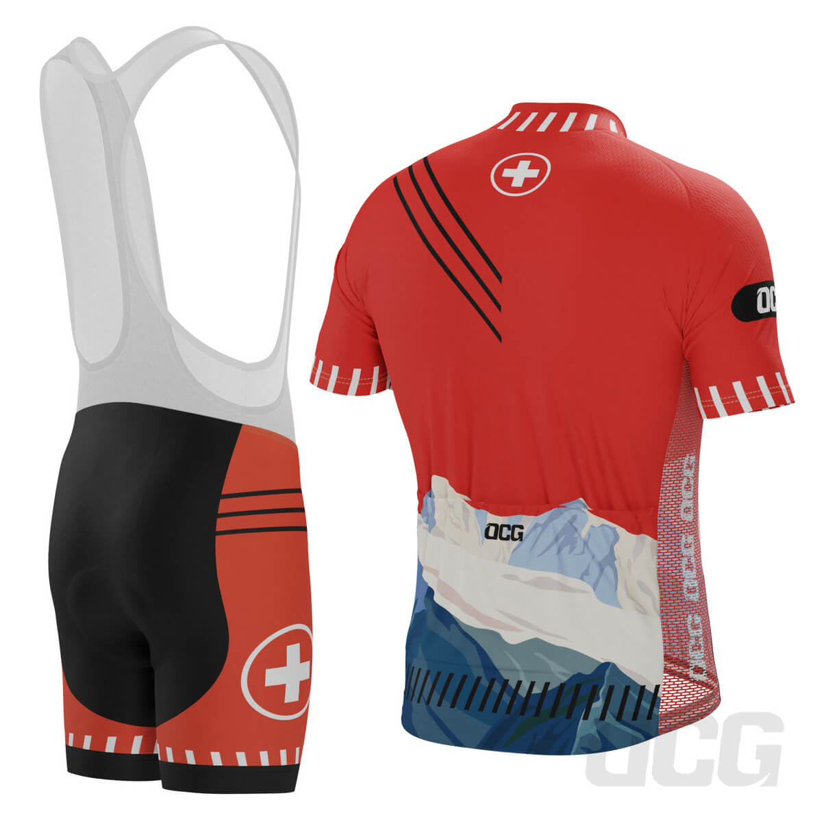 Men's Swiss Alps Switzerland National Flag 2 Piece Cycling Kit