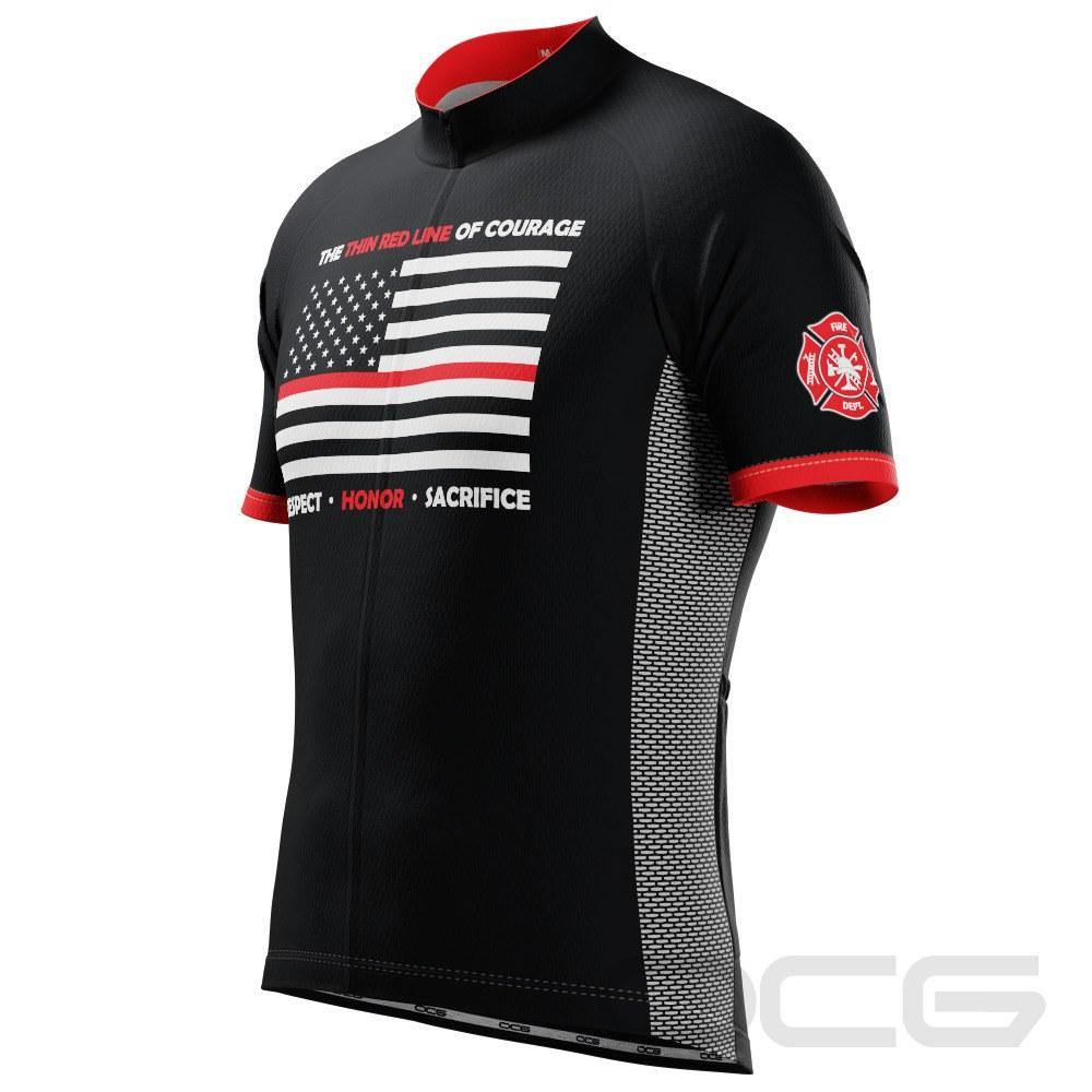 Men's Thin Red Line Of Courage Short Sleeve Cycling Jersey