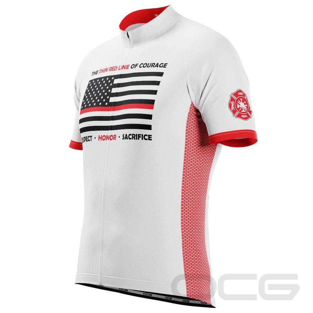 Men's Thin Red Line Of Courage Short Sleeve Cycling Jersey