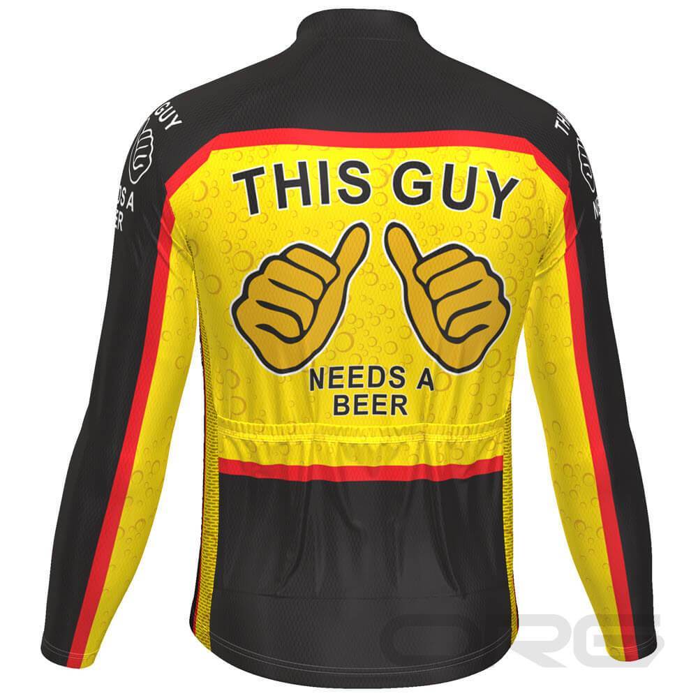 Men's This Guy Needs a Beer Long Sleeve Cycling Jersey