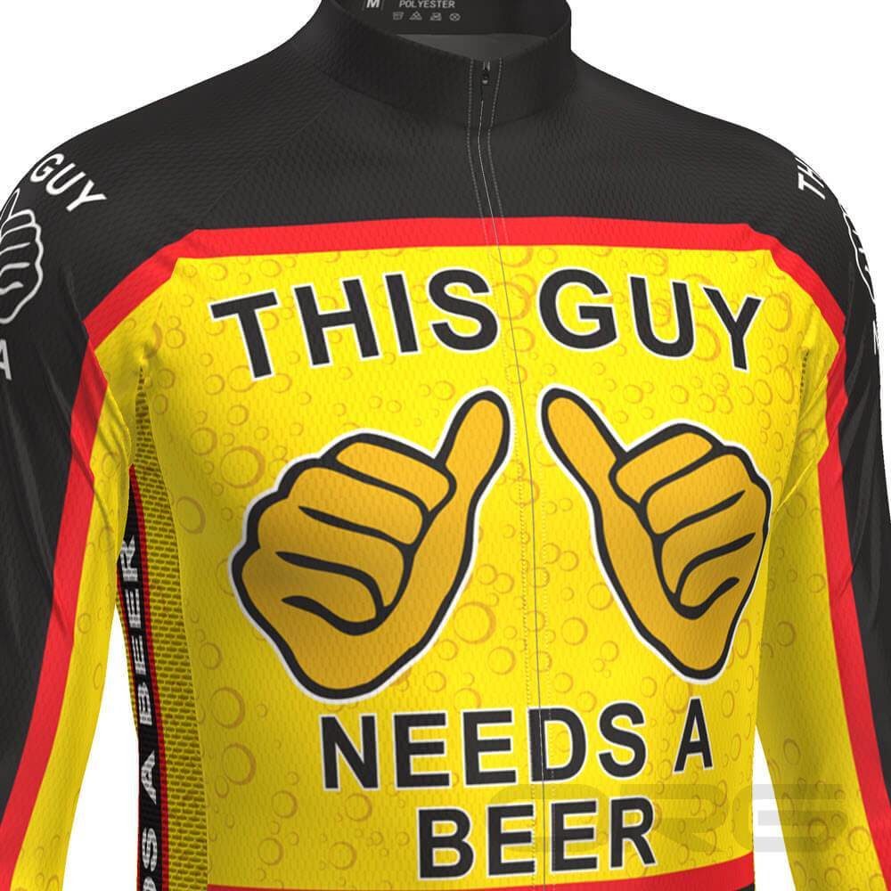 Men's This Guy Needs a Beer Long Sleeve Cycling Jersey