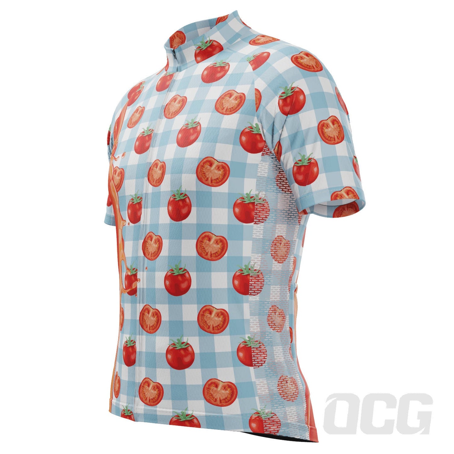 Men's Tomato Sauce Table Cloth Short Sleeve Cycling Jersey