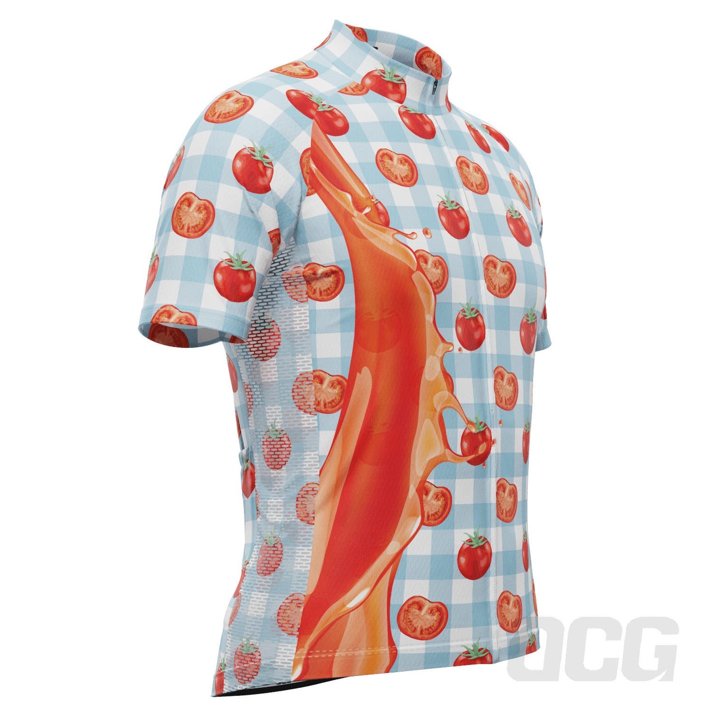 Men's Tomato Sauce Table Cloth Short Sleeve Cycling Jersey
