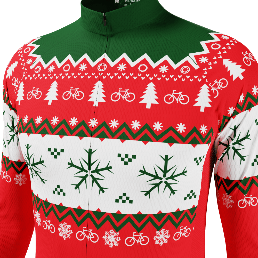 Men's Ugly Christmas Sweater Long Sleeve Cycling Jersey
